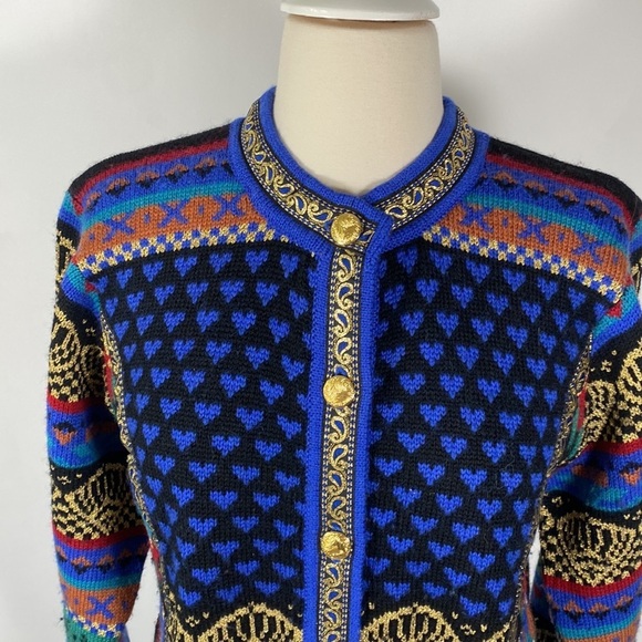 Vrikke Wool Metallic Nordic Cardigan XS #202 - Picture 3 of 13